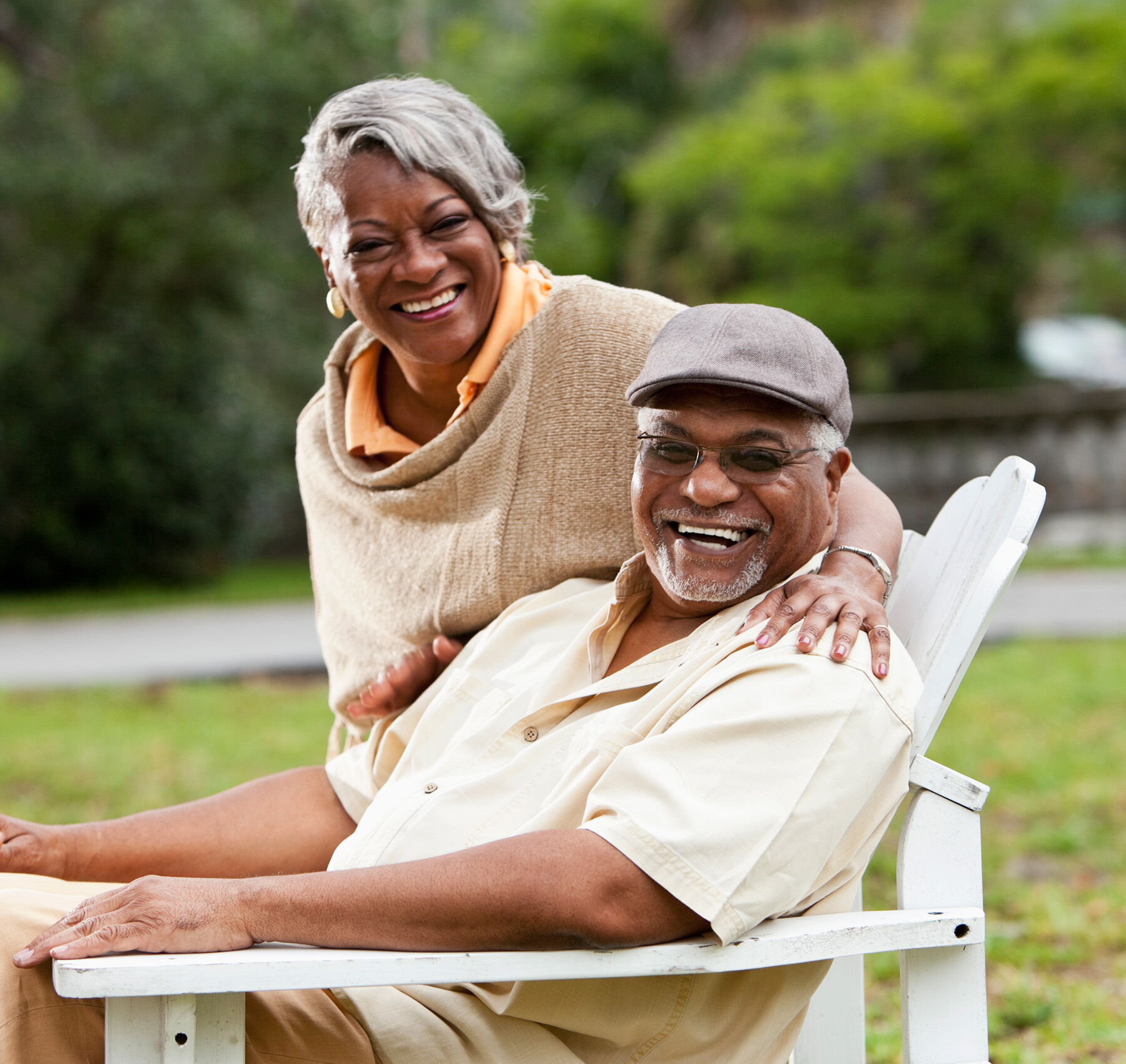 older African American couple smiling